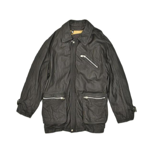 Vintage Men's Leather Jacket - Black - XL on Productcaster.