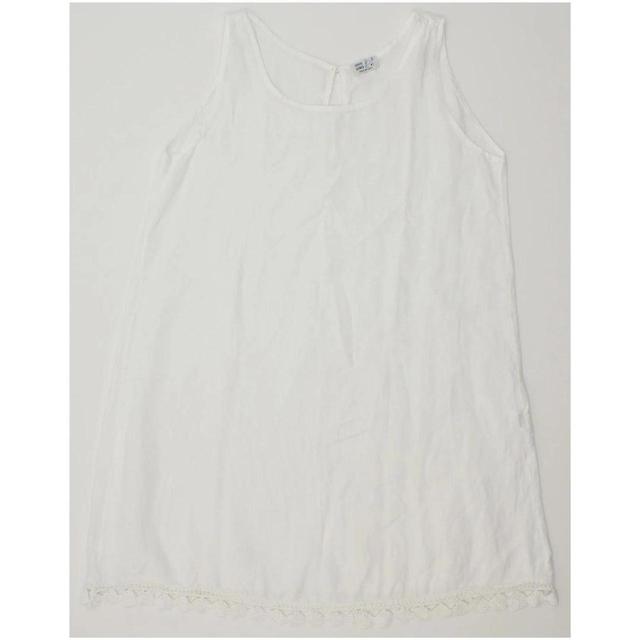 Vintage Women's Linen Dress - White - M on Productcaster.