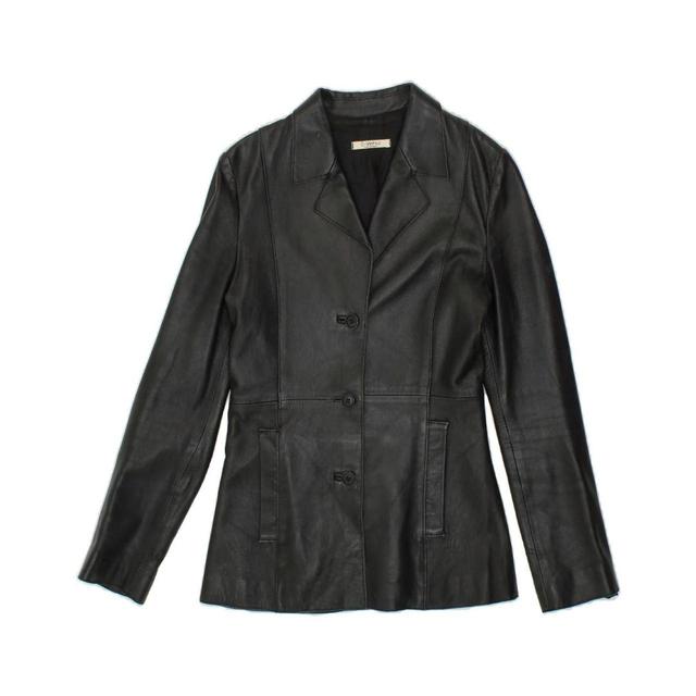 Vintage Women's Leather Jacket - Black - S on Productcaster.