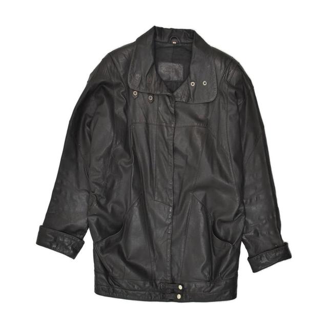 Vintage Women's Leather Coat - Black - S on Productcaster.