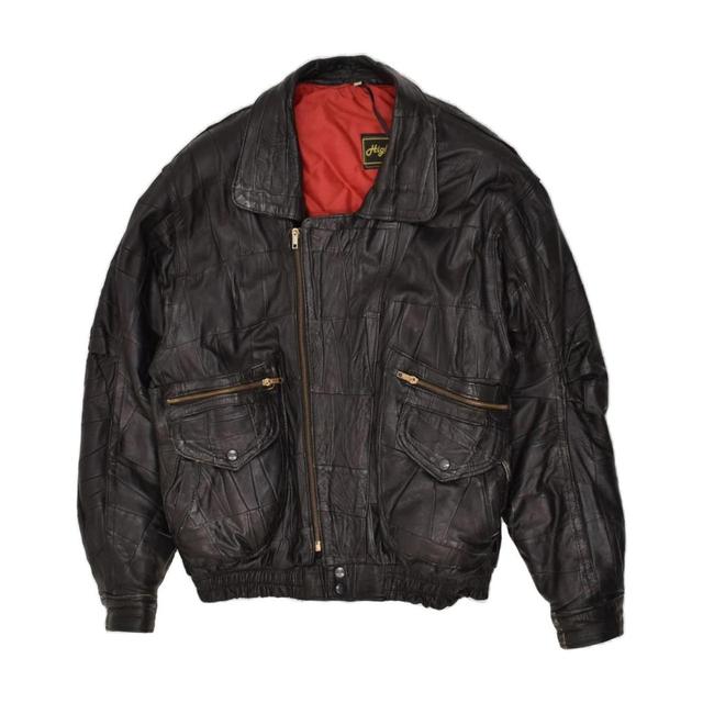 Vintage Men's Leather Jacket - Black - M on Productcaster.