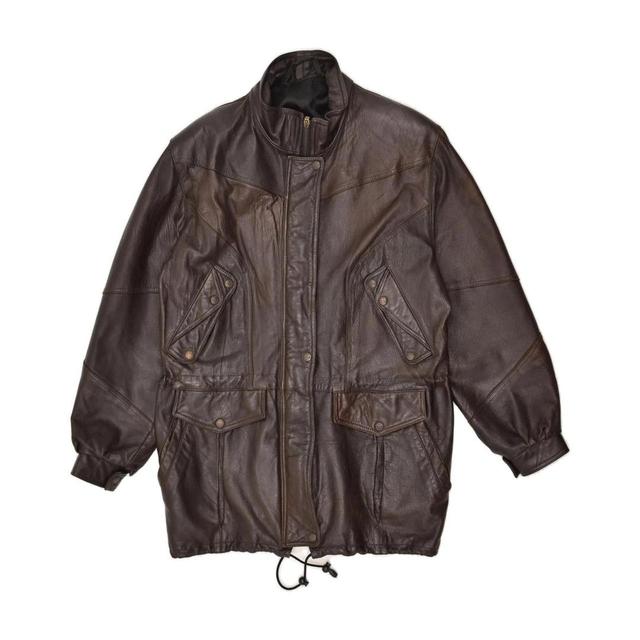 Vintage Men's Leather Coat - Brown - L on Productcaster.