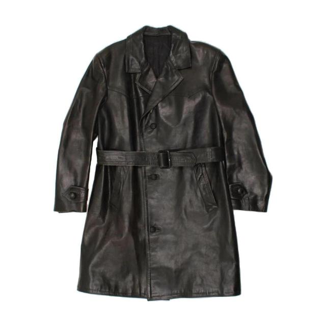 Vintage Men's Leather Coat - Black - S on Productcaster.