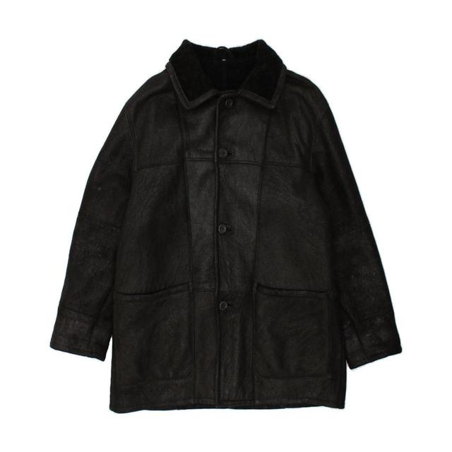 Vintage Men's Leather Coat - Black - 3XL on Productcaster.