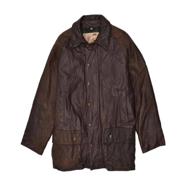 Vintage Men's Leather Coat - Brown - M on Productcaster.