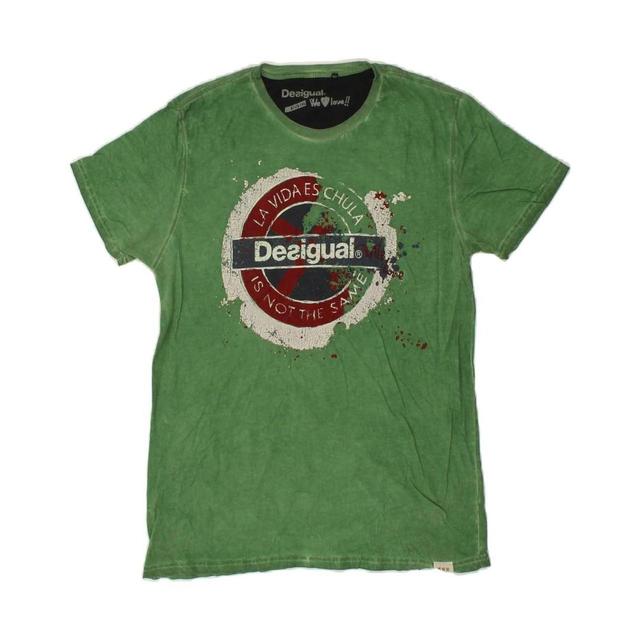 Desigual Men's T-shirt - Green - XXL on Productcaster.