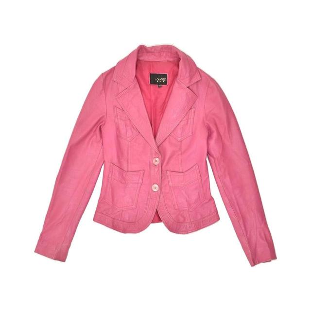 Vintage Women's Leather Jacket - Pink - M on Productcaster.