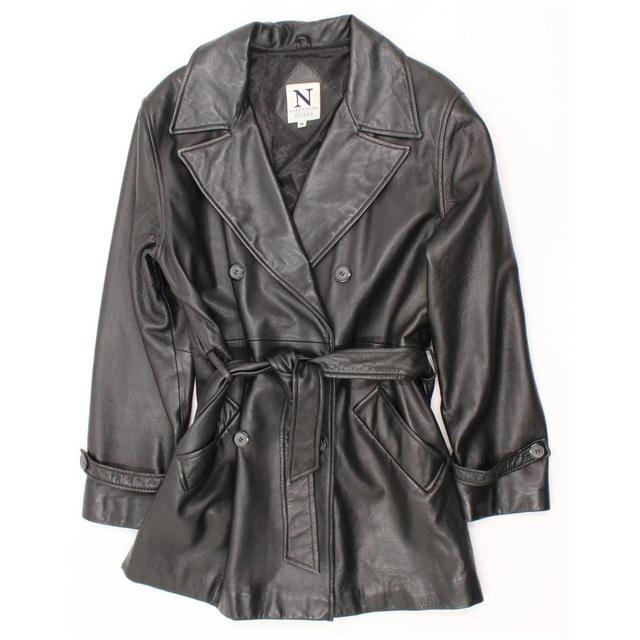 Vintage Women's Leather Coat - Black - M on Productcaster.