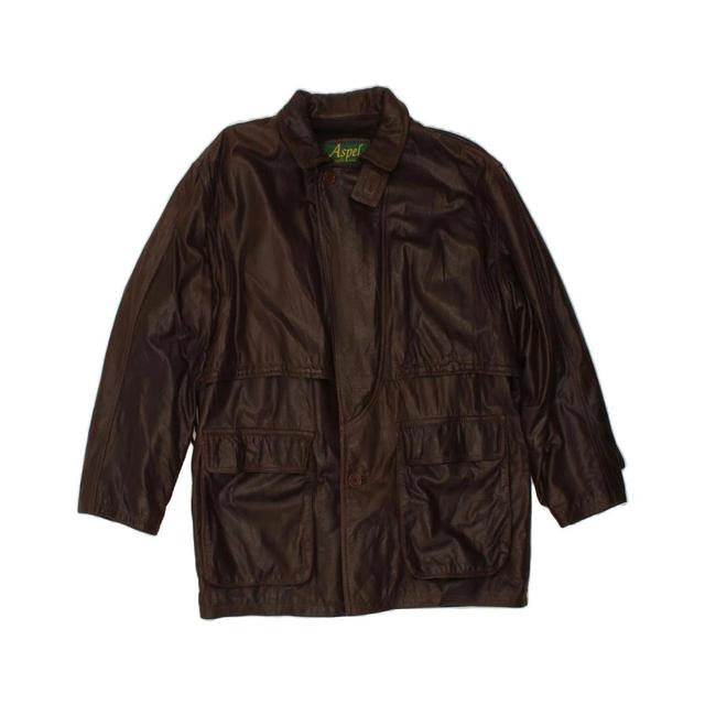 Vintage Men's Leather Coat - Brown - M on Productcaster.