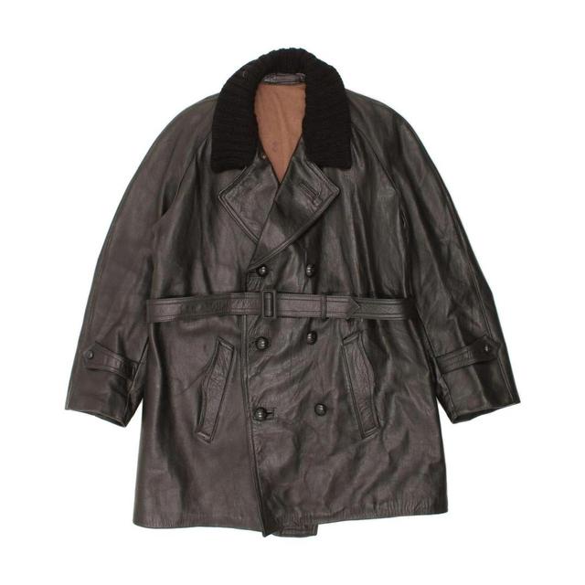 Vintage Men's Leather Coat - Black - M on Productcaster.