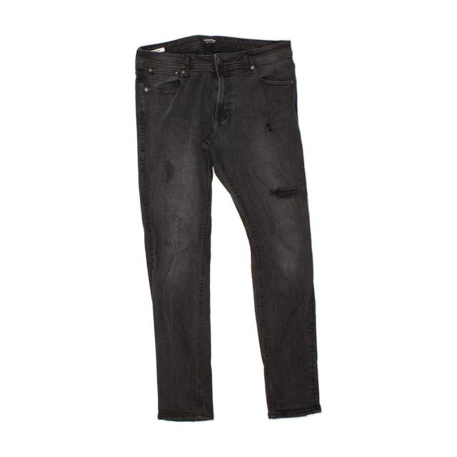 Jack & Jones Men's Skinny Distressed Jeans - Black - 34" on Productcaster.