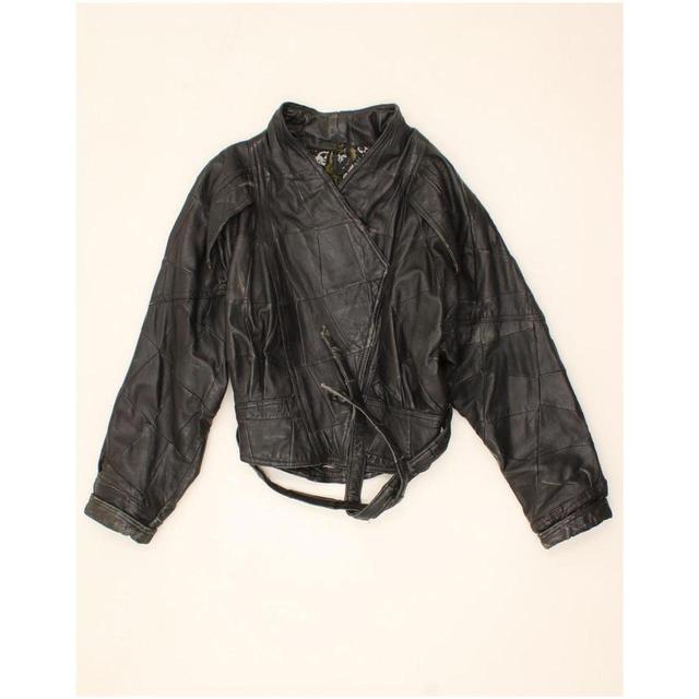 Vintage Women's Leather Jacket - Black - M on Productcaster.