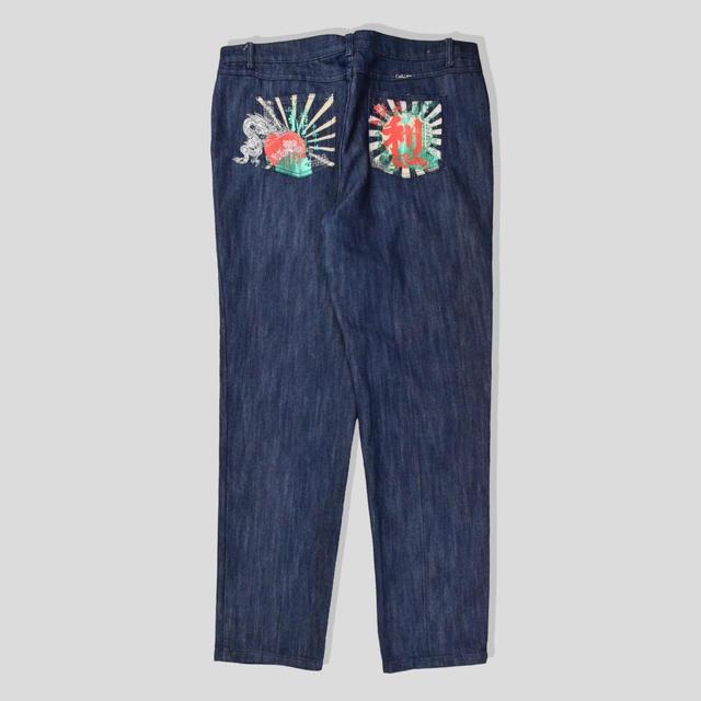 Paco Men's Straight leg Embroidered Jeans - Blue - 36" on Productcaster.