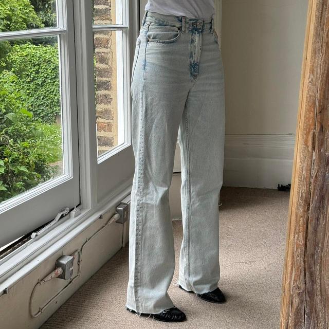 Vintage Women's High waisted Acid-washed Jeans - Blue - UK 10 on Productcaster.