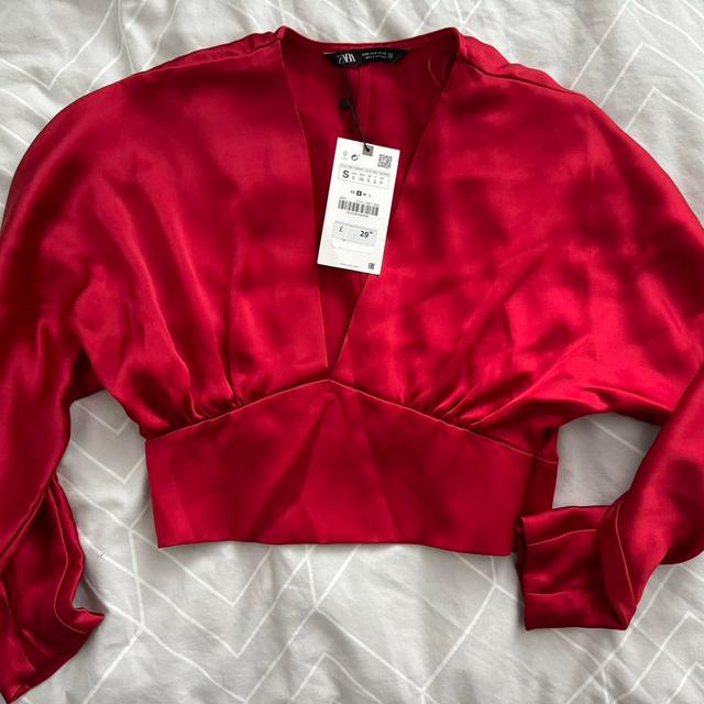 Zara Women's Crop top - Red - S on Productcaster.