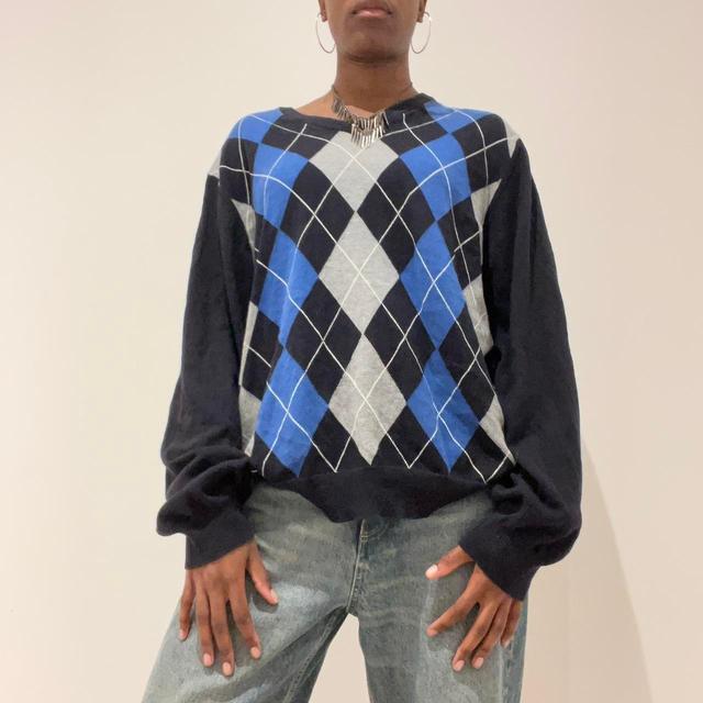 Men's Jumper - Blue/Black - XL on Productcaster.