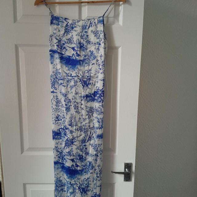 Primark Women's Dress - White/Blue - M on Productcaster.