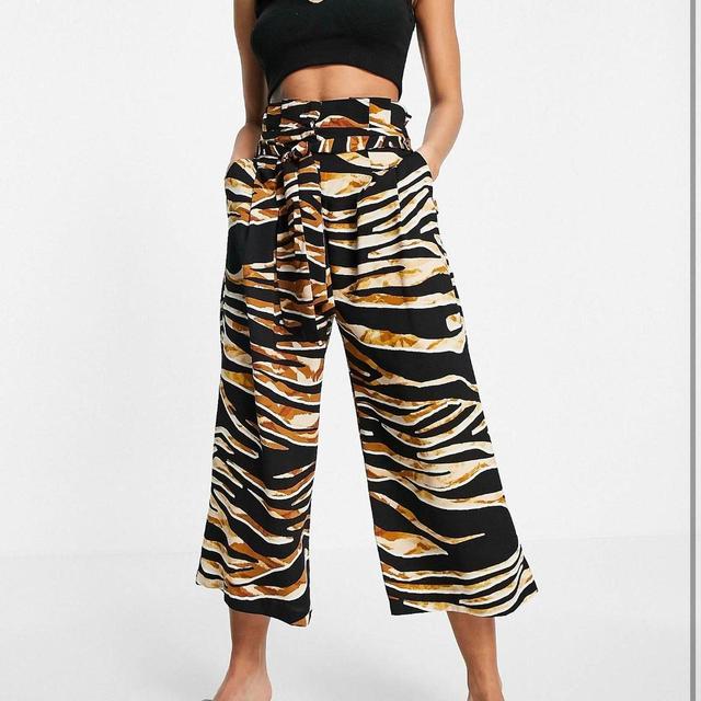 River Island Women's Wide leg Printed Trousers - Orange - UK 8 on Productcaster.