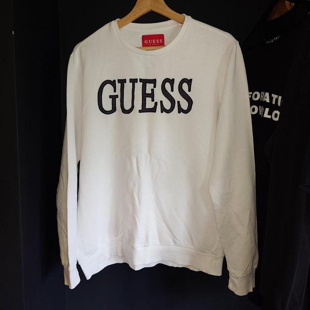 Guess Men's Sweatshirt - Black/White - M on Productcaster.