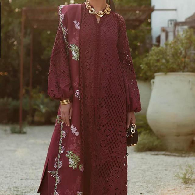 Suffuse by Sana Yasir Women's Party Dress - Burgundy/Red - S on Productcaster.