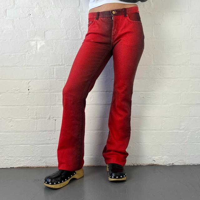 Roberto Cavalli Women's Flare Bleached Jeans - Red - UK 8 on Productcaster.