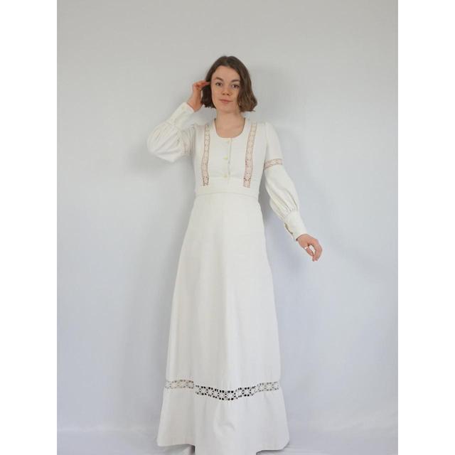 Vintage Women's Maxi Dress - White - S on Productcaster.