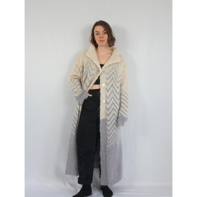 Vintage Women's Cardigan - Grey/Cream - XL on Productcaster.