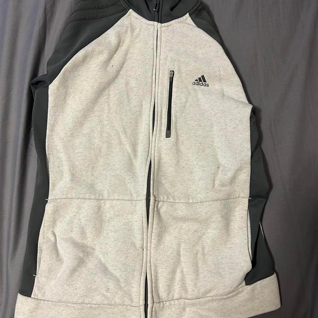 Adidas Men's Hoodie - Grey/White - S on Productcaster.