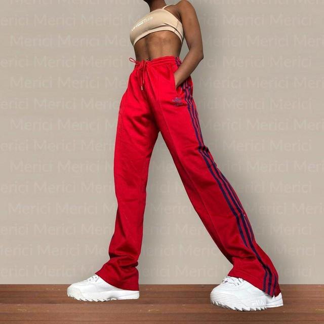 Adidas Women's High waisted Trousers - Red - L on Productcaster.