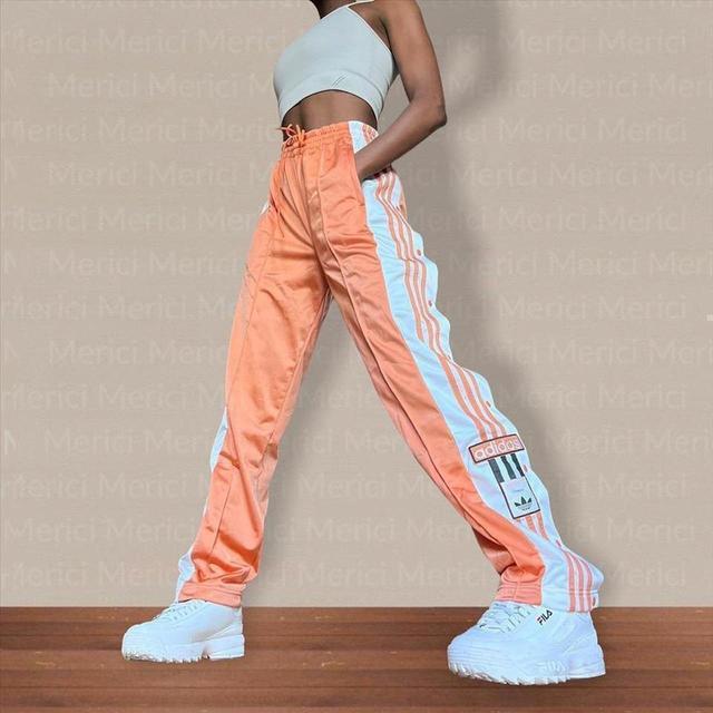 Adidas Women's Trousers - Orange/White - UK 10 on Productcaster.