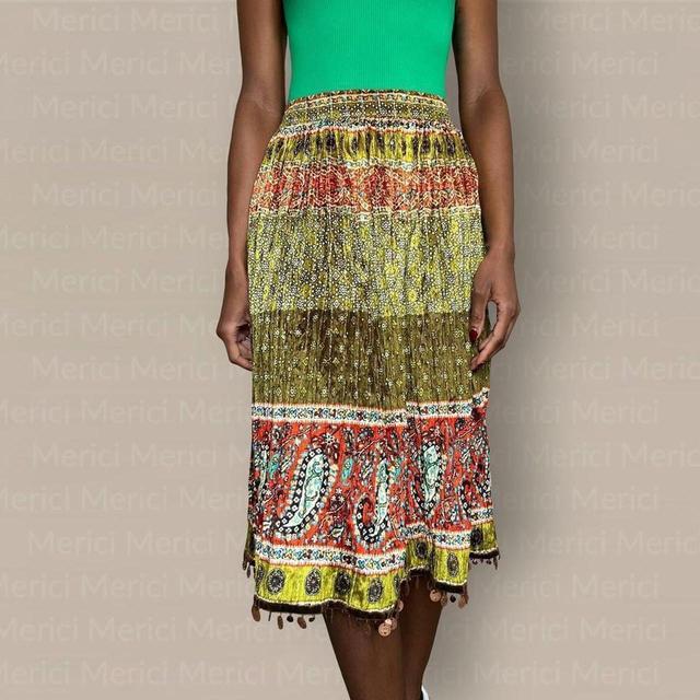 Preloved Women's Maxi Skirt - Multi/Green - One size on Productcaster.