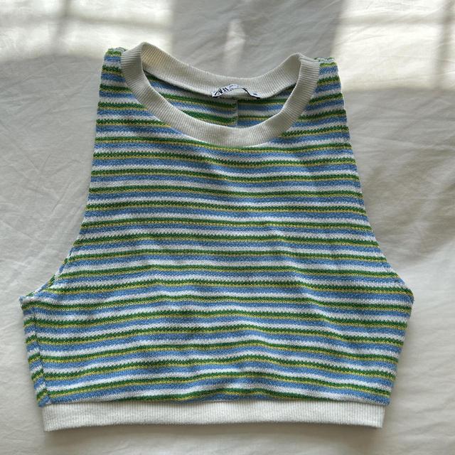 Zara Women's Crop top - Blue/Green - S on Productcaster.