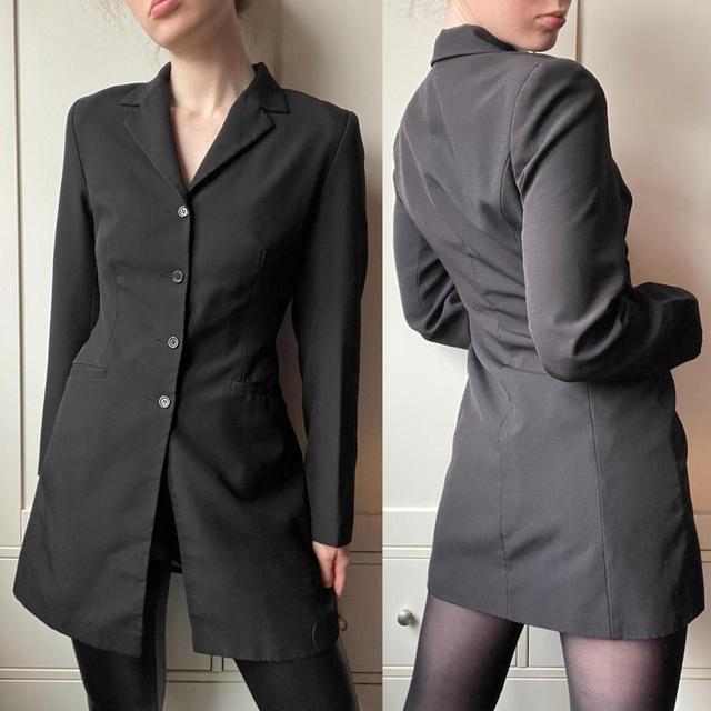 Vintage Women's Blazer Jacket - Black - UK 10 on Productcaster.