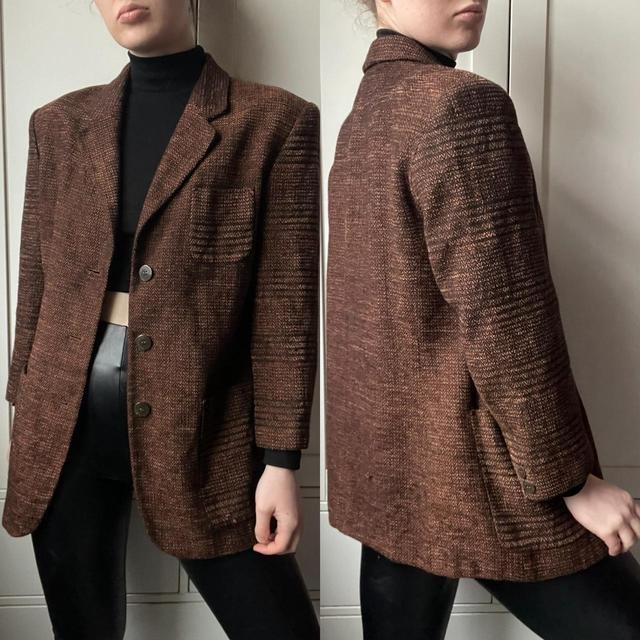 Vintage Women's Blazer Jacket - Brown - UK 10 on Productcaster.