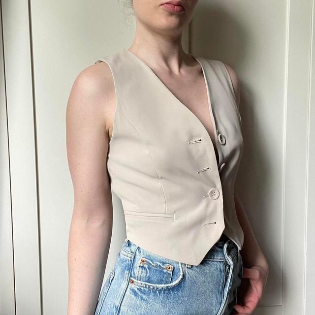 Deadstock Women's Crop top - Cream/Tan - S on Productcaster.