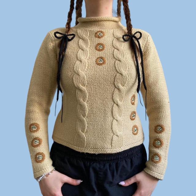 Vintage Women's Jumper - Cream - S on Productcaster.