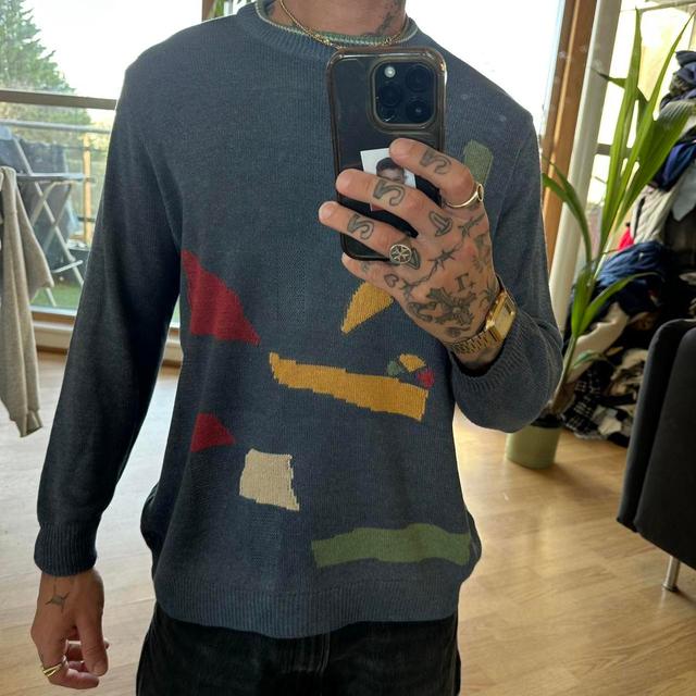 Vintage Men's Sweatshirt - Blue/Multi - M on Productcaster.