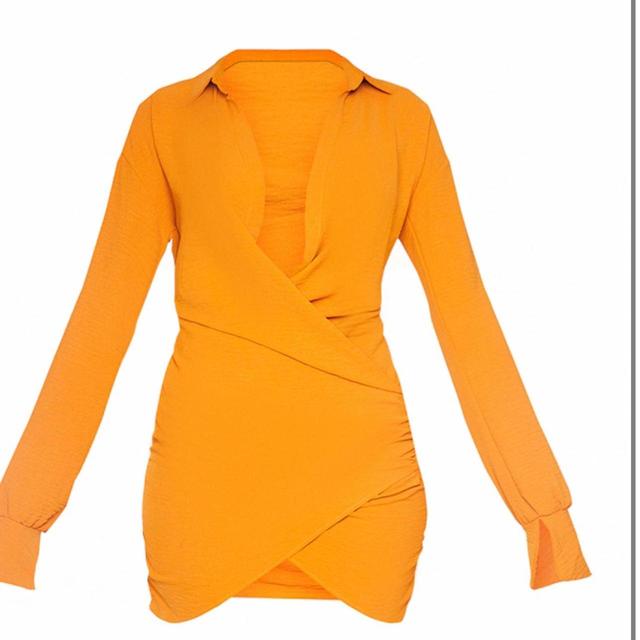 PrettyLittleThing Women's Shirt Dress - Orange/Yellow - 8 on Productcaster.