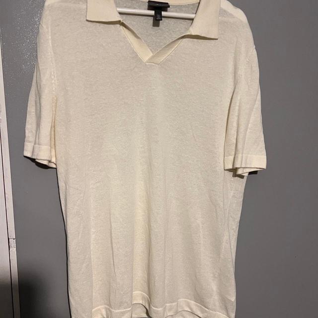 H&M Men's Polo shirt - Cream/White - S on Productcaster.