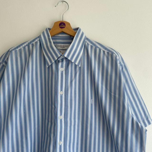 Yves Saint Laurent Men's Shirt - Blue/White - XL on Productcaster.