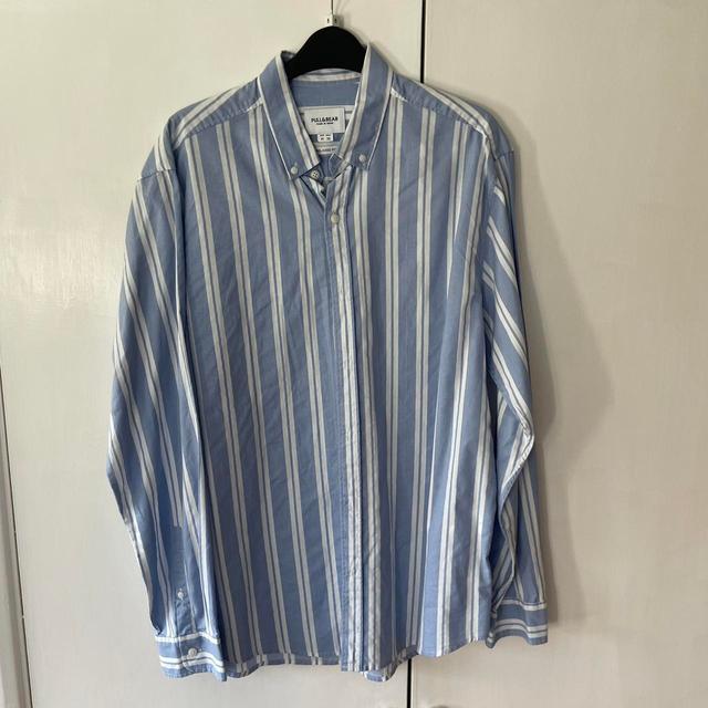 Pull&Bear Men's Shirt - Blue/Multi - M on Productcaster.