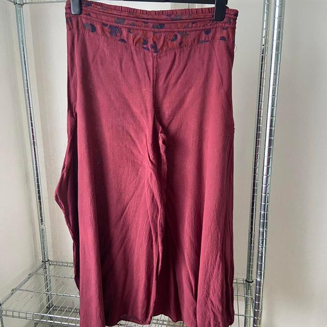 Handmade Women's Flare Embroidered Trousers - Burgundy - UK 12 on Productcaster.