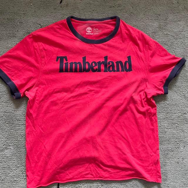 Timberland Men's T-shirt - Red - M on Productcaster.