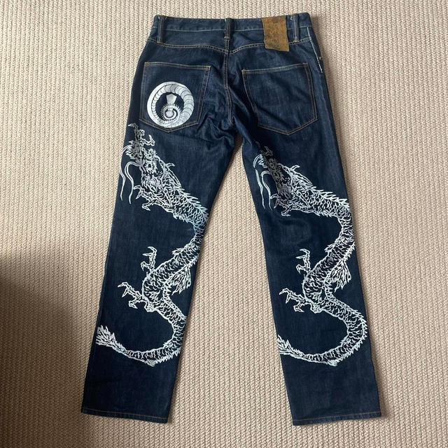 Deadstock Men's Straight leg Embroidered Jeans - Navy - 31" on Productcaster.