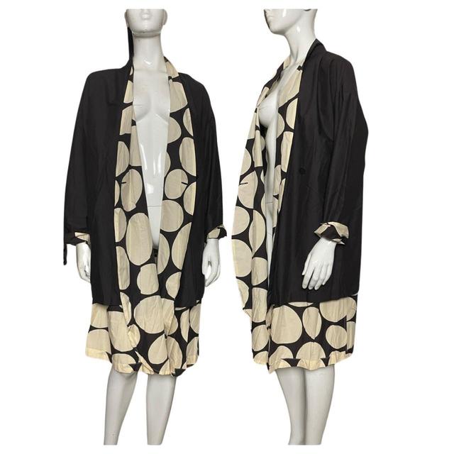 Issey Miyake Women's Cotton Coat - Black/Cream - M on Productcaster.