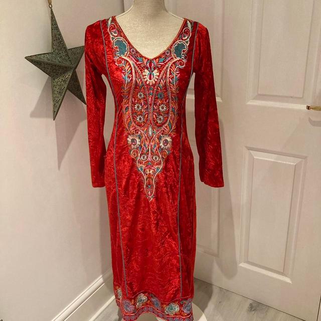 Vintage Women's Festival Dress - Red/Multi - XS on Productcaster.