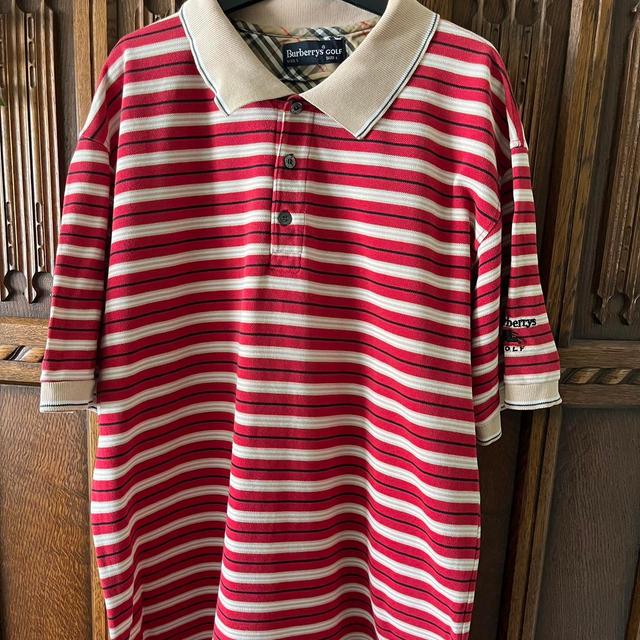 Burberry Men's Polo shirt - Red/Multi - L on Productcaster.