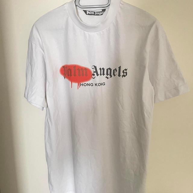 Palm Angels Men's T-shirt - White/Orange - L on Productcaster.