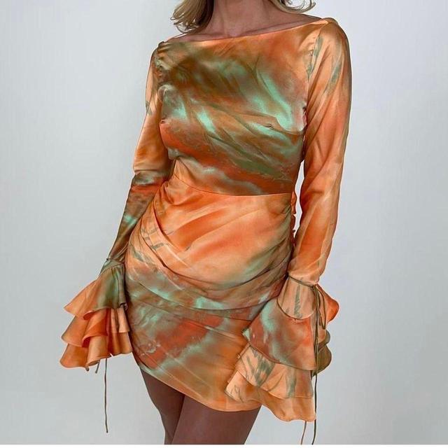 Women's Party Dress - Orange/Multi - XS on Productcaster.