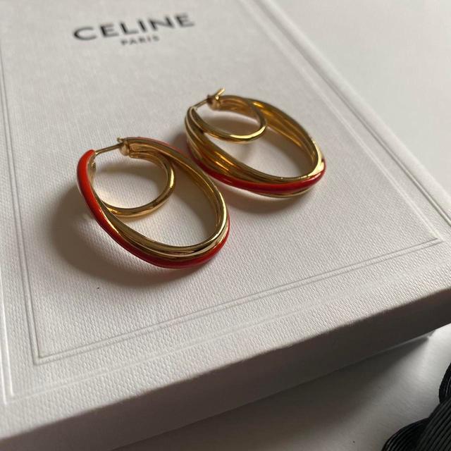 CELINE Women's Earrings - Gold/Red on Productcaster.